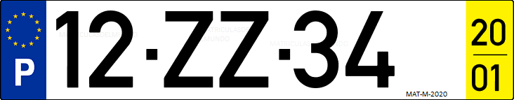Matrícula de coche de Portugal con matrícula ZZ