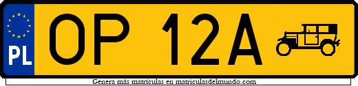 Matrícula de coche de Polonia vehículo histórico