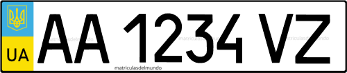 Matrícula de coche de Ucrania ordinaria actual UA