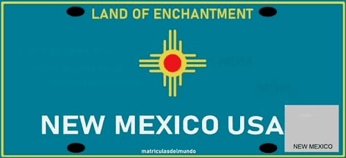 Matricula americana de coche de New Mexico especial azul actual
