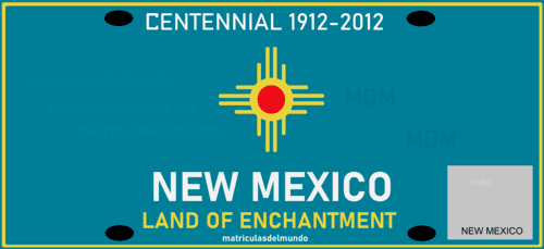Matricula americana de coche de New Mexico especial azul actual