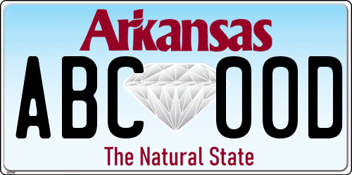 Matrícula de coche de Arkansas con diseño de diamante de fondo ABC00D THE NATURAL ESTATE