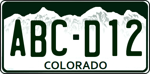 Matrícula de coche de Colorado actual con montañas
