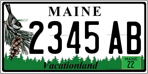matricula de Maine con lema Vacationland con pájaro