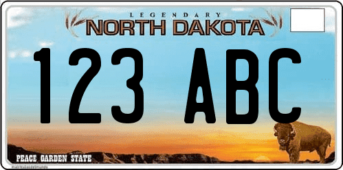 Matrícula de coche americana de Dakota del Norte con bisonte NORTH DAKOTA