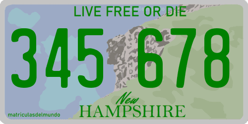 matricula de coche actual americana de New Hampshire verde