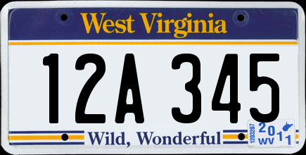 matricula de coche de West Virginia WILD WONDERFUL