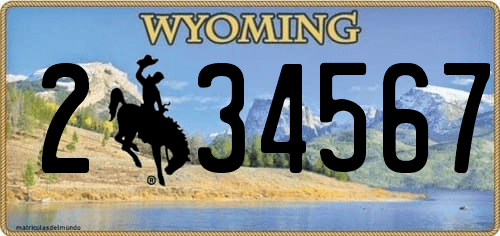 matricula de coche de Wyoming actual 2-34567