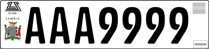 Matrícula de coche de Zambia actual en África