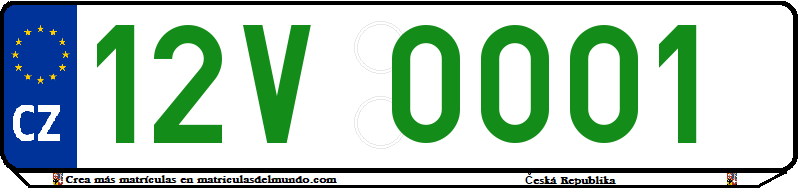 Genera y crea tu propia matricula de la Republica Checa historico moderno verde gratis / Generate your own historical newczech license plate for free