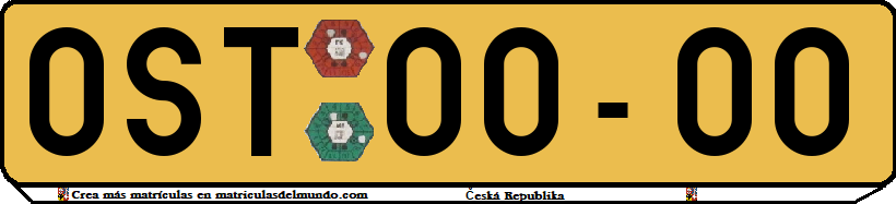 Genera y crea tu propia matricula de la Republica Checa sistema anterior comercial amarilla checoslovaquia gratis / Generate your own old czech license without eurobande blue bande cs comercial light yellow plate for free