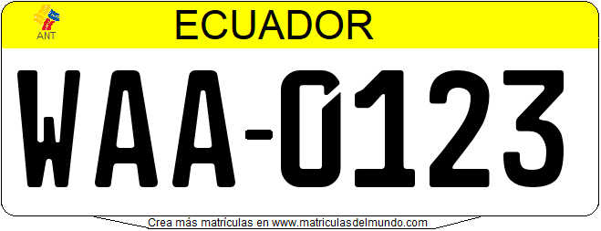 Genera tu propia matricula ecuatoriana ecuador GOBIERNO CENTRAL gratis / Generate your own ecuador license plate from CENTRAL GOVERNMENT for free