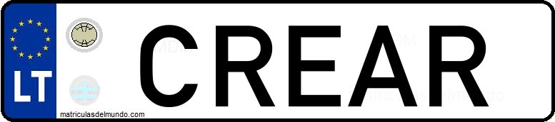Genera y crea tu propia matricula de Lituania personalizada/ Generate your own personalizatedlithuanian rear license plate image