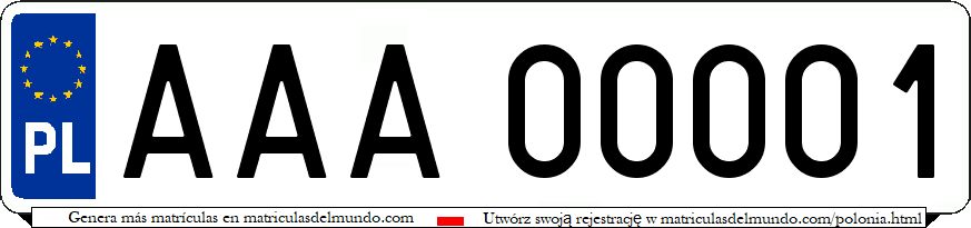 Genera y crea tu propia matricula de Polonia normal y ejercito sin pegatina gratis / Generate your own polish and polish military without sticker system license plate for free