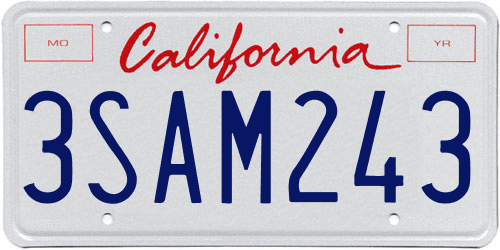 Genera y crea tu propia matricula de california imagen gratis actual letras rojas fuente/ Generate your own United States CALIFORNIA free license plate image from normal system for free