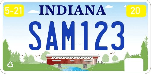 matricula de Indiana actual actual con puente