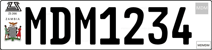 Genera y crea tu propia matricula de Zambia para coche miniatura diescast/ Generate free image similar to Zambia license plate for your diecasts