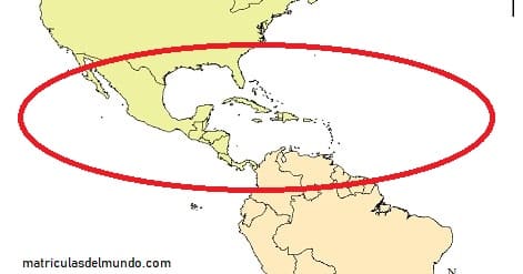 mapa de las matrículas de América Central