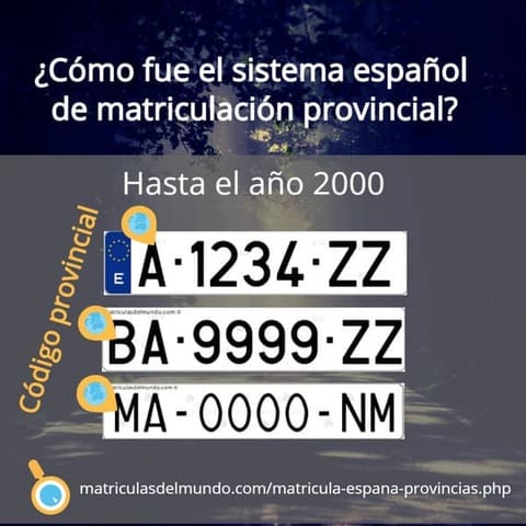 Matriculas coches codigos provincias tipos