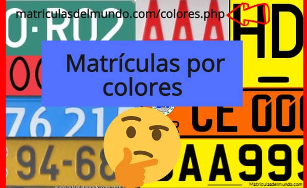 Matrículas de coches ordenadas por colores