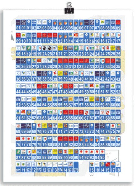 buy poster with French department license plates