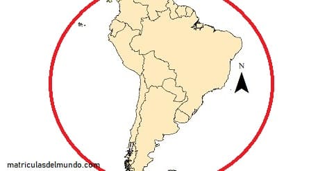 mapa de las matrículas de América del Sur