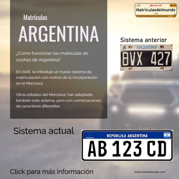 matriculas argentina tipos ejemplos actual