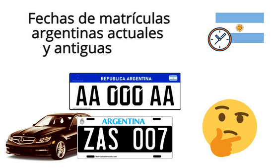 fechas de matrículas de Argentina actuales y provinciales