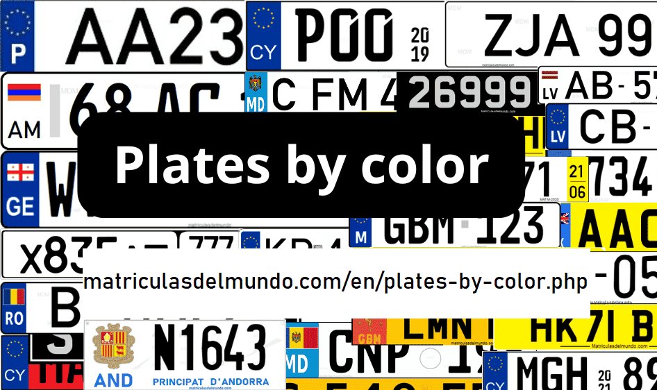 Car license plates sorted by colors