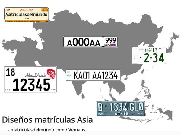 matricula coches asia mapa