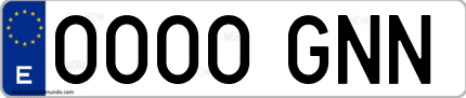 Ejemplo de matrícula de coche ordinaria 0000 GNN