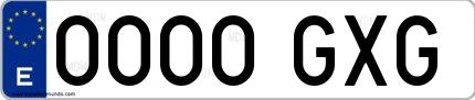Ejemplo de matrícula española 0000 GXG