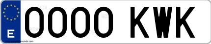 Ejemplo de matrícula española 0000 KWK