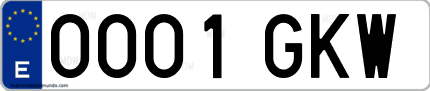 Ejemplo de matrícula de coche ordinaria 0001 GKW