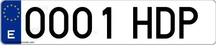 Ejemplo de matrícula española 0001 HDP