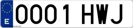 Ejemplo de matrícula española 0001 HWJ