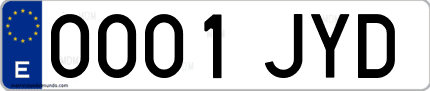 Ejemplo de matrícula de coche ordinaria 0001 JYD