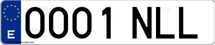Ejemplo de matrícula española 0001 NLL
