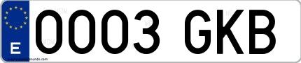 Ejemplo de matrícula española 0003 GKB