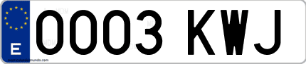 Ejemplo de matrícula de coche ordinaria 0003 KWJ
