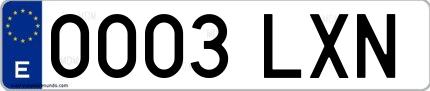 Ejemplo de matrícula española 0003 LXN
