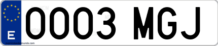 Ejemplo de matrícula de coche ordinaria 0003 MGJ