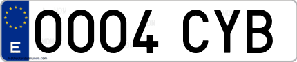 Ejemplo de matrícula de coche ordinaria 0004 CYB