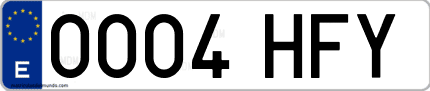 Ejemplo de matrícula de coche ordinaria 0004 HFY
