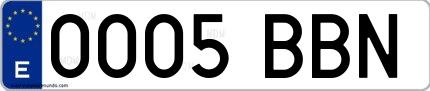 Ejemplo de matrícula española 0005 BBN