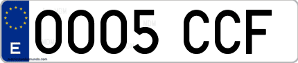 Ejemplo de matrícula de coche ordinaria 0005 CCF