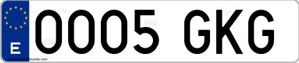 Ejemplo de matrícula española 0005 GKG