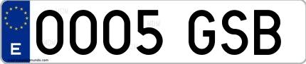 Ejemplo de matrícula española 0005 GSB