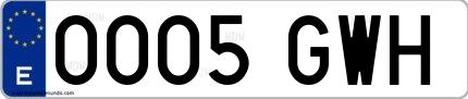 Ejemplo de matrícula española 0005 GWH