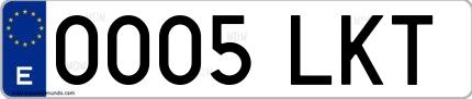 Ejemplo de matrícula española 0005 LKT